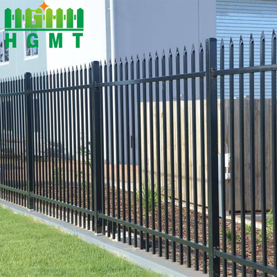 Rohrförmiger Stahl-Gartenzaun Moderner Zink-Stahl-Metallzaun Schwarz Galvanisiert 6x8 Sicherheit geschmiedetes Eisen Flat Top Stahlzaun Panel